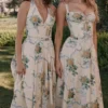 Allena Lemon Ribbon Stretch-Baumwoll-Halter-Midi-Sommerkleid Allena Lemon Ribbon Stretch-Baumwoll-Halter-Midi-Sommerkleid