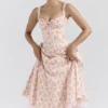 Rosalee Pfirsichfarbenes Baumwoll-Bustier-Sommerkleid mit Mohnblumenprint Rosalee Pfirsichfarbenes Baumwoll-Bustier-Sommerkleid mit Mohnblumenprint