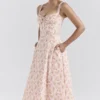 Rosalee Pfirsichfarbenes Baumwoll-Bustier-Sommerkleid mit Mohnblumenprint Rosalee Pfirsichfarbenes Baumwoll-Bustier-Sommerkleid mit Mohnblumenprint
