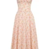 Rosalee Pfirsichfarbenes Baumwoll-Bustier-Sommerkleid mit Mohnblumenprint Rosalee Pfirsichfarbenes Baumwoll-Bustier-Sommerkleid mit Mohnblumenprint