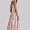 Rosalee Vintage-Midi-Kleid mit rosafarbenem Blumenprint