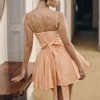 Rosalinda Peach Jacquard Mini-Abendkleid mit Schleifen Rosalinda Peach Jacquard Mini-Abendkleid mit Schleifen
