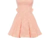 Rosalinda Peach Jacquard Mini-Abendkleid mit Schleifen Rosalinda Peach Jacquard Mini-Abendkleid mit Schleifen