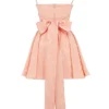Rosalinda Peach Jacquard Mini-Abendkleid mit Schleifen Rosalinda Peach Jacquard Mini-Abendkleid mit Schleifen