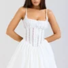 Rosaria Weißes Baumwoll-Korsetts-Minikleid