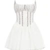 Rosaria Weißes Baumwoll-Korsetts-Minikleid