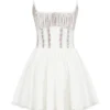 Rosaria Weißes Baumwoll-Korsetts-Minikleid