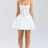 Rosaria Weißes Baumwoll-Korsetts-Minikleid