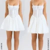 Rosaria Weißes Baumwoll-Korsetts-Minikleid