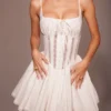 Rosaria Weißes Baumwoll-Korsetts-Minikleid
