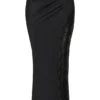 Ruby – Midirock aus schwarzem Satin mit Spitzenbesatz Ruby – Midirock aus schwarzem Satin mit Spitzenbesatz