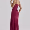Sabrine Maxikleid in Weinrot mit Spitzenbesatz + Korsett