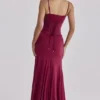 Sabrine Maxikleid in Weinrot mit Spitzenbesatz + Korsett