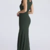 Sacha Maxikleid aus georgette in Waldgrün mit Einsätzen Sacha Maxikleid aus georgette in Waldgrün mit Einsätzen