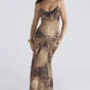 Sacha Maxikleid aus Georgette mit Leopardenmuster und Einsätzen – Limited Edition Sacha Maxikleid aus Georgette mit Leopardenmuster und Einsätzen – Limited Edition