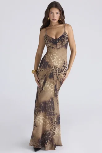 Sacha Maxikleid aus Georgette mit Leopardenmuster und Einsätzen – Limited Edition Sacha Maxikleid aus Georgette mit Leopardenmuster und Einsätzen – Limited Edition
