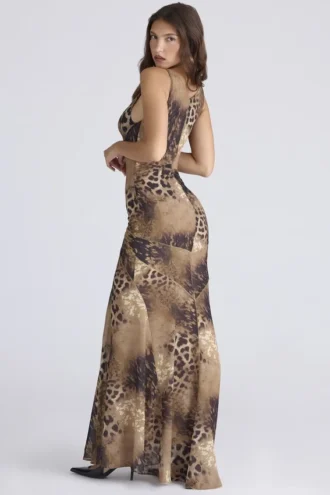 Sacha Maxikleid aus Georgette mit Leopardenmuster und Einsätzen – Limited Edition Sacha Maxikleid aus Georgette mit Leopardenmuster und Einsätzen – Limited Edition