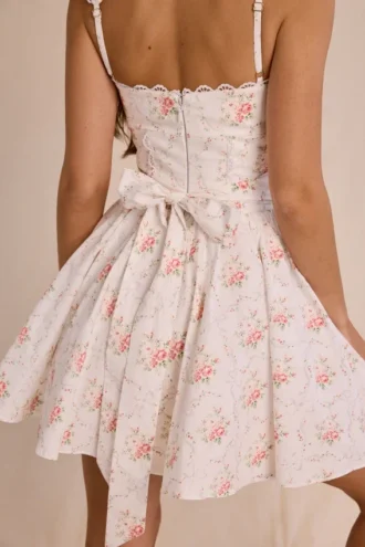 Sade Rose Print Stretch-Baumwoll-Minikleid
