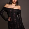 Sadie Schwarzes Minikleid mit Blumenmuster und Spaghettiträgern