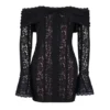 Sadie Schwarzes Minikleid mit Blumenmuster und Spaghettiträgern