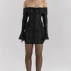 Sadie Schwarzes Minikleid mit Blumenmuster und Spaghettiträgern