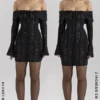 Sadie Schwarzes Minikleid mit Blumenmuster und Spaghettiträgern