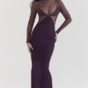 Safiya Maxikleid in Schwarz und Traubenblau