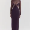 Safiya Maxikleid in Schwarz und Traubenblau