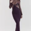 Safiya Maxikleid in Schwarz und Traubenblau