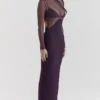 Safiya Maxikleid in Schwarz und Traubenblau