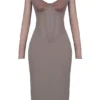 Safran Mocha Korsetts-Midi-Kleid Safran Mocha Korsetts-Midi-Kleid