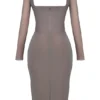 Safran Mocha Korsetts-Midi-Kleid Safran Mocha Korsetts-Midi-Kleid