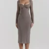 Safran Mocha Korsetts-Midi-Kleid Safran Mocha Korsetts-Midi-Kleid