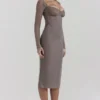 Safran Mocha Korsetts-Midi-Kleid Safran Mocha Korsetts-Midi-Kleid