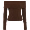 Safranfarbenes, weiches Bouclé-Strick-Oberteil Safranfarbenes, weiches Bouclé-Strick-Oberteil