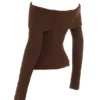 Safranfarbenes, weiches Bouclé-Strick-Oberteil Safranfarbenes, weiches Bouclé-Strick-Oberteil