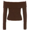 Safranfarbenes, weiches Bouclé-Strick-Oberteil Safranfarbenes, weiches Bouclé-Strick-Oberteil