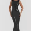 Sahara – Maxikleid aus schwarzem veganem Leder Sahara – Maxikleid aus schwarzem veganem Leder