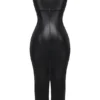Sahara – Maxikleid aus schwarzem veganem Leder Sahara – Maxikleid aus schwarzem veganem Leder
