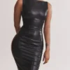Sahara – Maxikleid aus schwarzem veganem Leder Sahara – Maxikleid aus schwarzem veganem Leder