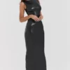 Sahara – Maxikleid aus schwarzem veganem Leder Sahara – Maxikleid aus schwarzem veganem Leder