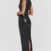 Sahara – Maxikleid aus schwarzem veganem Leder Sahara – Maxikleid aus schwarzem veganem Leder