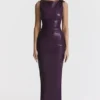 Sahara Merlot Maxikleid aus veganem Leder