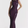 Sahara Merlot Maxikleid aus veganem Leder
