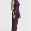 Sahara Merlot Maxikleid aus veganem Leder