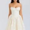 Saige Vintage-Minikleid in Creme mit Blumenmuster