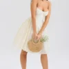 Saige Vintage-Minikleid in Creme mit Blumenmuster