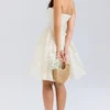 Saige Vintage-Minikleid in Creme mit Blumenmuster