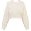 Salilah Cremefarbene Chenille-Mischgewebe-Jacke