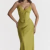 Salma Chartreuse Satin-Kleider Salma Chartreuse Satin-Kleider